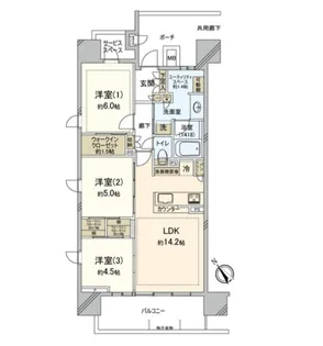 パークホームズ登戸ステーションアヴェニュー【11階】の間取り