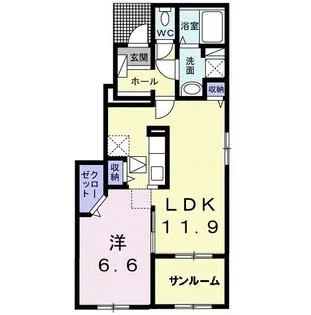 サニーコート大木戸B【1階】の間取り