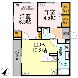 フラクタス湘南茅ヶ崎【3階】の間取り