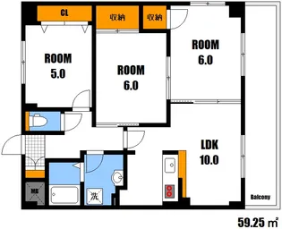 グランドール清水【4階】の間取り