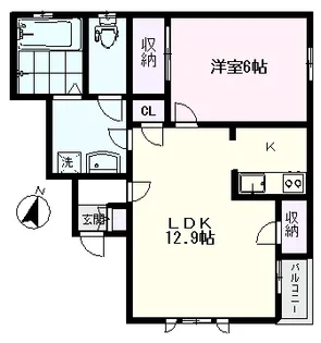 メゾンオンプレイスA棟【1階】の間取り