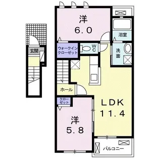 ベルコロレVII B【2階】の間取り