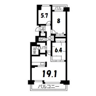 リーベンデール月寒中央【13階】の間取り