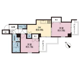 中銀磯子マンシオン【5階】の間取り