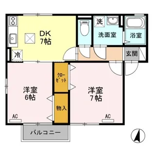シャルム クラルテA【1階】の間取り