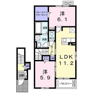 モン アンテリユール桃山K【2階】の間取り
