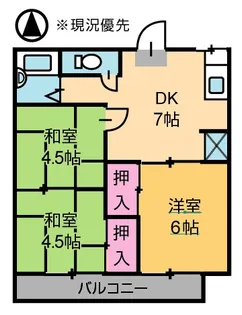 岡山県岡山市北区田中【アパート】の間取り