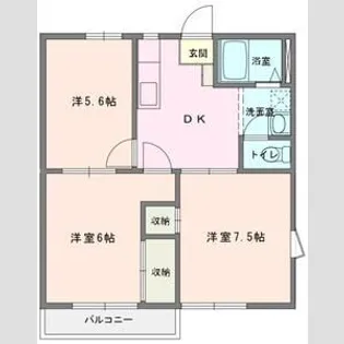 サニータウンA棟【1階】の間取り