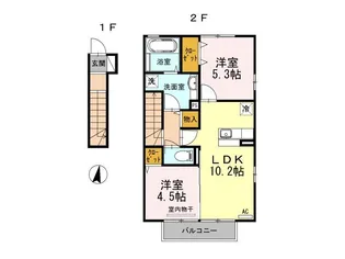 ハピネス吉野【2階】の間取り