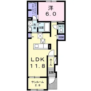 フェリシア カーサ B棟【1階】の間取り