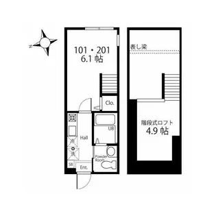 ハーミットクラブハウス境之谷IIB棟【2階】の間取り