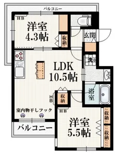 2LDKの間取り画像