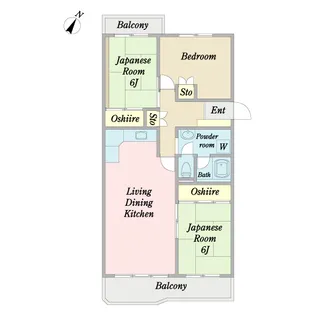 入船北エステート34棟【3階】の間取り