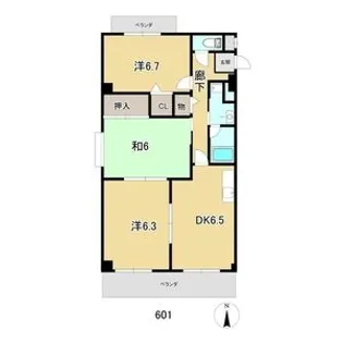 セントラルハイツ野瀬 WEST【6階】の間取り