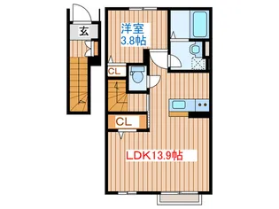 カーサ・フェリーチェ連坊【2階】の間取り
