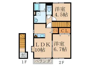 アルシオネYUKUHASHIII【2階】の間取り