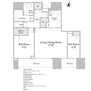 赤坂タワーレジデンス トップオブザヒル【22階】の間取り