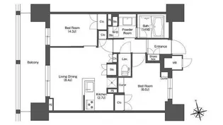 LIBR GRANT 西新宿EAST【9階】の間取り