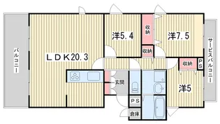 ハウス花ノ木【1階】の間取り
