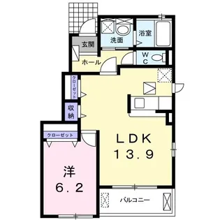 ウエストハイツ【1階】の間取り