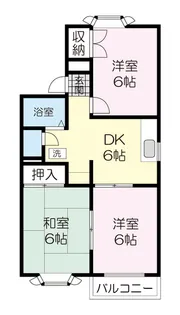 ヒルズボヌールB【2階】の間取り