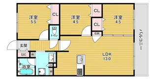 プレサンスロジェ平野喜連【7階】の間取り