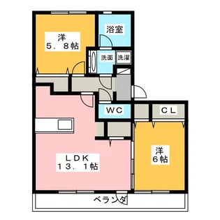 サニープレイス十一屋 G棟【1階】の間取り