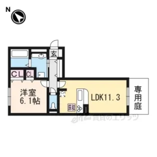 ラルーチェ一里山【1階】の間取り