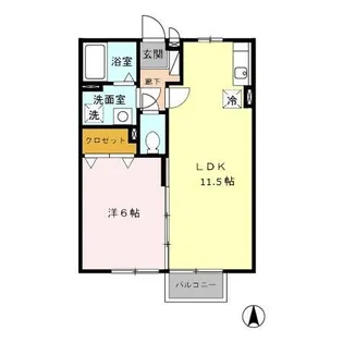 ワン ウィル A棟【2階】の間取り