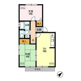 フラット松飛台B棟【1階】の間取り