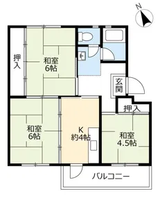 UR朝倉【4階】の間取り