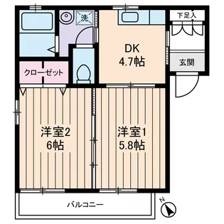 フジパレスB棟【1階】の間取り