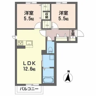 ヴェル ボンヌ ウェスト 壱番館【2階】の間取り
