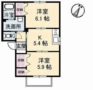 シャーメゾン美の浜【1階】の間取り