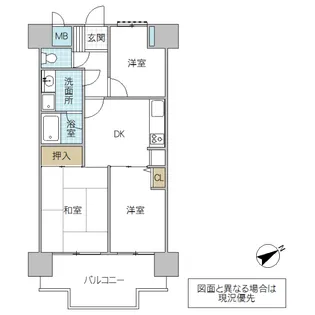 ライオンズマンション日立【2階】の間取り