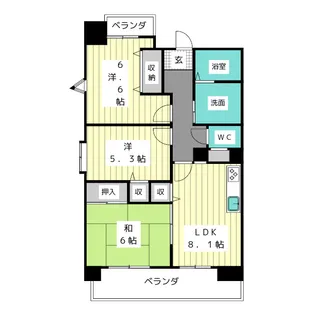アーバンラフレ星ヶ丘11号棟【8階】の間取り