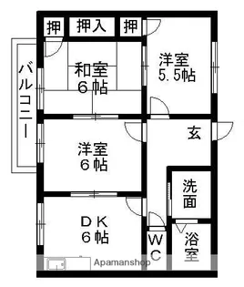 ハピネス幡山C棟【2階】の間取り