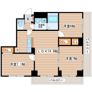 カスタリア榴ヶ岡【11階】の間取り