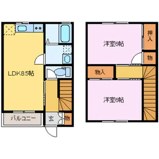 ラ・メゾン木津新【1階】の間取り