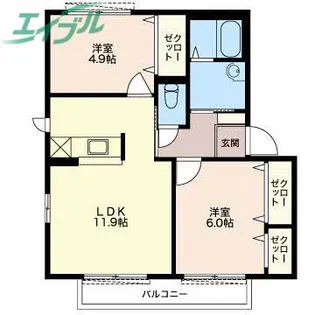 グラシア城西 A棟【2階】の間取り