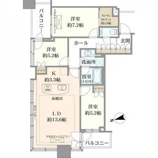 クレストプライムタワー芝【27階】の間取り