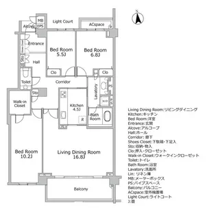 パークハウス芝白金台【5階】の間取り