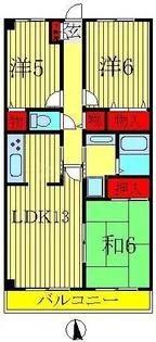木崎台マンション【3階】の間取り