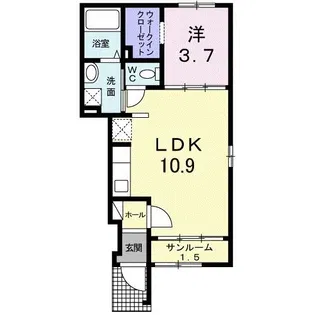 サニーノーブル【1階】の間取り