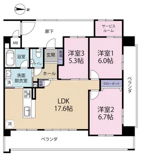 イルミライト宇栄原【8階】の間取り