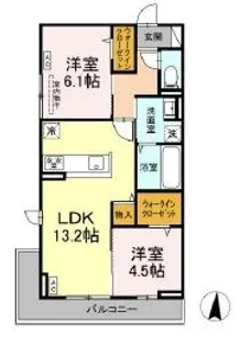 岡山県倉敷市日吉町【アパート】の間取り