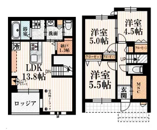 埼玉県越谷市大字大房【マンション】の間取り