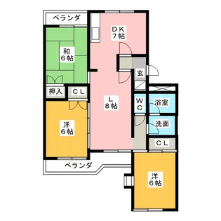 ユータウン三和ハイツ【1階】の間取り