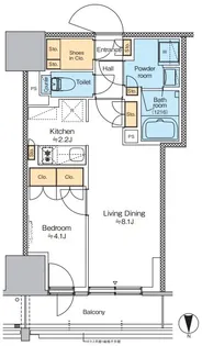 プラウドフラット四谷三丁目【7階】の間取り