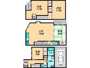 大阪府東大阪市岩田町6【一戸建】の間取り